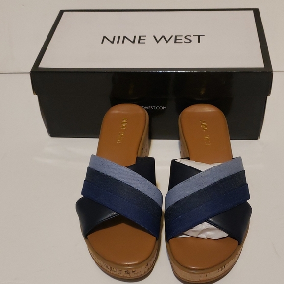 Nine West Women's Blue Slide Sandals - Picture 1 of 5